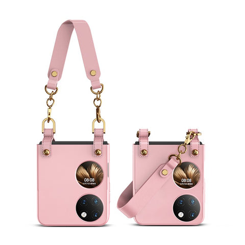 GKK For Huawei P50 Pocket Handbag Style Ultra Slim Phone Case Hard PC Back Cover with PU Leather Hand Strap