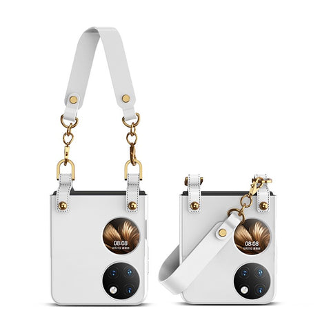 GKK For Huawei P50 Pocket Handbag Style Ultra Slim Phone Case Hard PC Back Cover with PU Leather Hand Strap