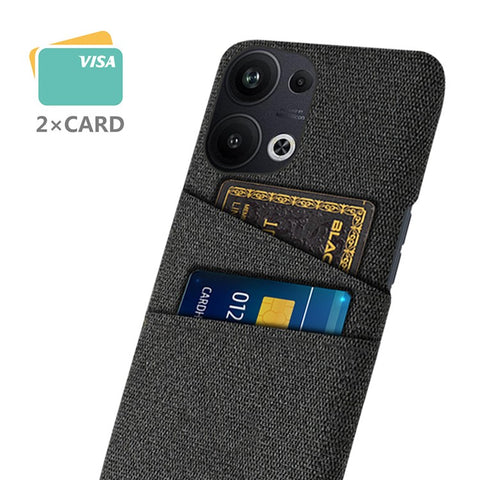 For Oppo Reno9 Pro+ 5G Cloth Texture Dual Card Slots Phone Case Anti-scratch Hard PC Back Cover