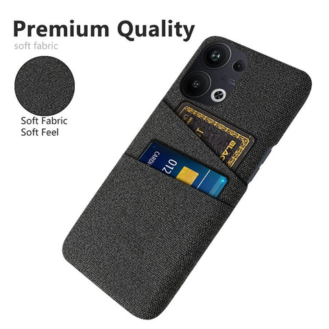 For Oppo Reno9 Pro+ 5G Cloth Texture Dual Card Slots Phone Case Anti-scratch Hard PC Back Cover