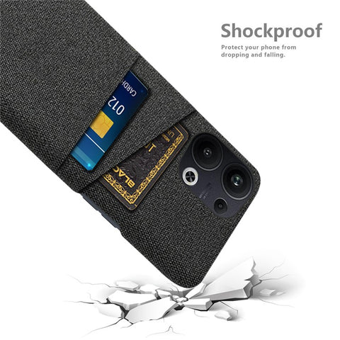 For Oppo Reno9 Pro+ 5G Cloth Texture Dual Card Slots Phone Case Anti-scratch Hard PC Back Cover