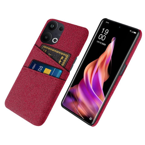 For Oppo Reno9 Pro+ 5G Cloth Texture Dual Card Slots Phone Case Anti-scratch Hard PC Back Cover