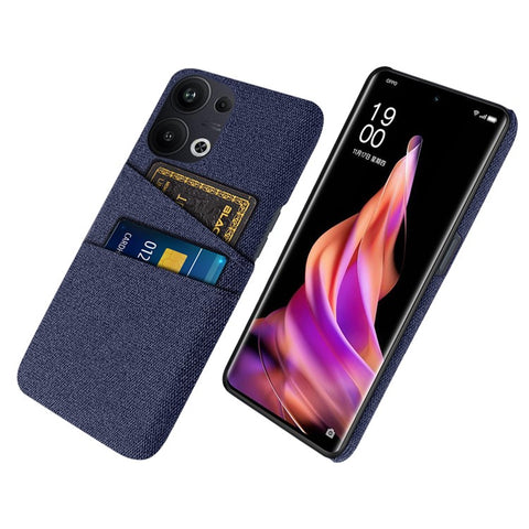 For Oppo Reno9 Pro+ 5G Cloth Texture Dual Card Slots Phone Case Anti-scratch Hard PC Back Cover