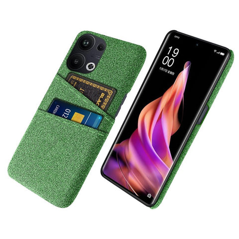 For Oppo Reno9 Pro+ 5G Cloth Texture Dual Card Slots Phone Case Anti-scratch Hard PC Back Cover