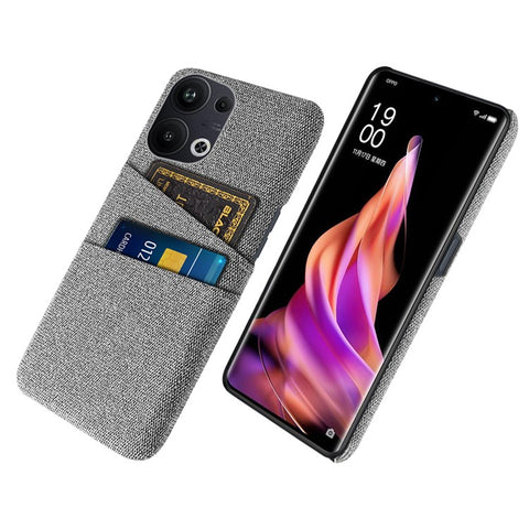For Oppo Reno9 Pro+ 5G Cloth Texture Dual Card Slots Phone Case Anti-scratch Hard PC Back Cover