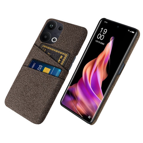 For Oppo Reno9 Pro+ 5G Cloth Texture Dual Card Slots Phone Case Anti-scratch Hard PC Back Cover