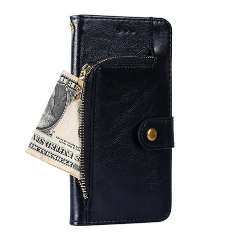 For Oppo Reno9 Pro+ 5G Zipper Pocket Wallet Phone Case PU Leather Foldable Stand Folio Flip Cover with Handy Strap