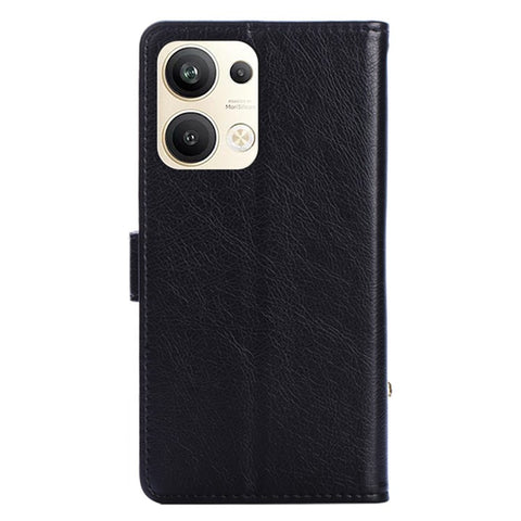 For Oppo Reno9 Pro+ 5G Zipper Pocket Wallet Phone Case PU Leather Foldable Stand Folio Flip Cover with Handy Strap