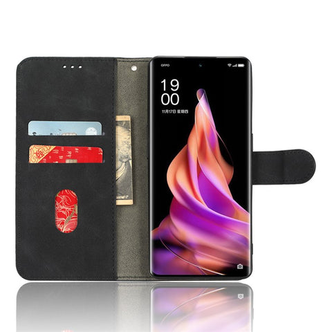 Phone Wallet Case For Oppo Reno9 Pro+ 5G Skin-Touch Feeling PU Leather Cell Phone Cover Stand Card Holder