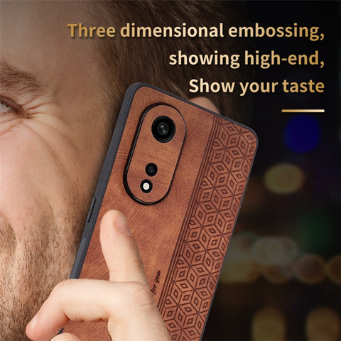 AZNS For Oppo A1 Pro 5G / Reno8 T 5G Bump Proof Imprinted Pattern Phone Case PU Leather Coated TPU Cover
