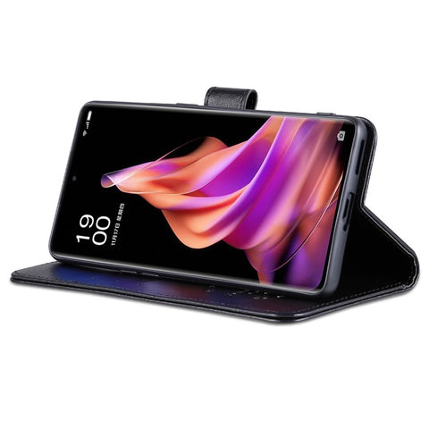 AZNS Textured PU Leather Stand Case for Oppo Reno9 5G / Reno9 Pro 5G, Magnetic Clasp Anti-collision Wallet Phone Cover