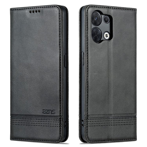 AZNS For Oppo Reno9 5G / Reno9 Pro 5G Cowhide Texture Phone Case Shockproof Stand Wallet PU Leather Magnetic Auto-absorbed Folio Flip Phone Cover