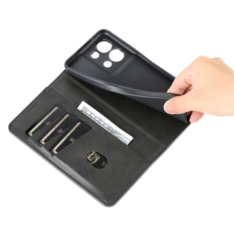AZNS For Oppo Reno9 5G / Reno9 Pro 5G Cowhide Texture Phone Case Shockproof Stand Wallet PU Leather Magnetic Auto-absorbed Folio Flip Phone Cover