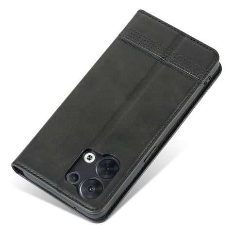 AZNS For Oppo Reno9 5G / Reno9 Pro 5G Cowhide Texture Phone Case Shockproof Stand Wallet PU Leather Magnetic Auto-absorbed Folio Flip Phone Cover