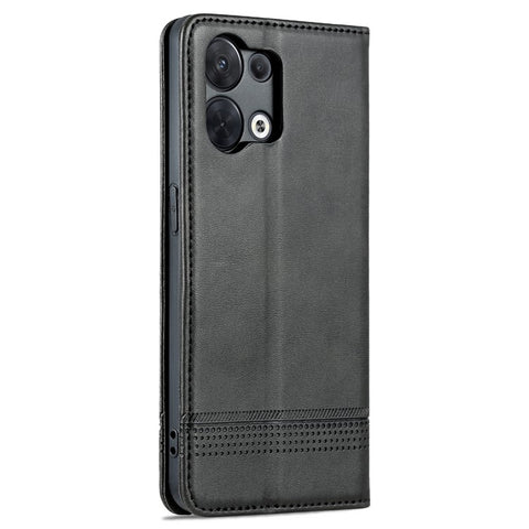 AZNS For Oppo Reno9 5G / Reno9 Pro 5G Cowhide Texture Phone Case Shockproof Stand Wallet PU Leather Magnetic Auto-absorbed Folio Flip Phone Cover