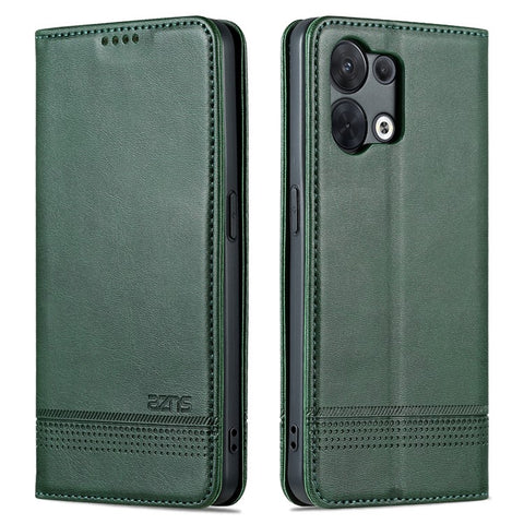 AZNS For Oppo Reno9 5G / Reno9 Pro 5G Cowhide Texture Phone Case Shockproof Stand Wallet PU Leather Magnetic Auto-absorbed Folio Flip Phone Cover