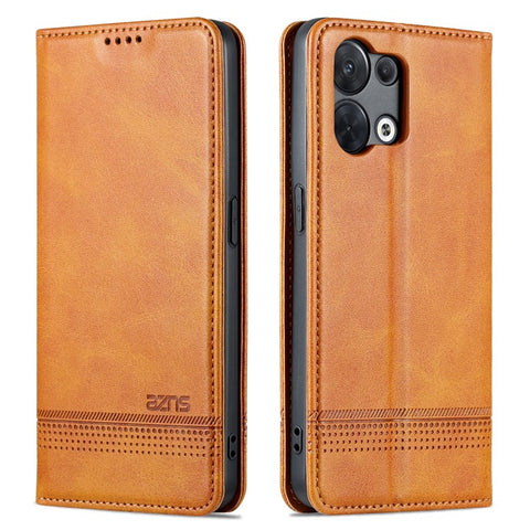 AZNS For Oppo Reno9 5G / Reno9 Pro 5G Cowhide Texture Phone Case Shockproof Stand Wallet PU Leather Magnetic Auto-absorbed Folio Flip Phone Cover