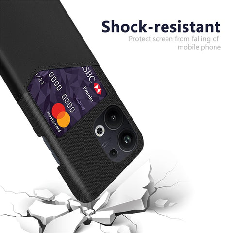 For Oppo Reno9 Pro+ 5G Cloth Texture Protective Mobile Phone Case with Card Slot PU Leather Coated Hard PC Back Cover