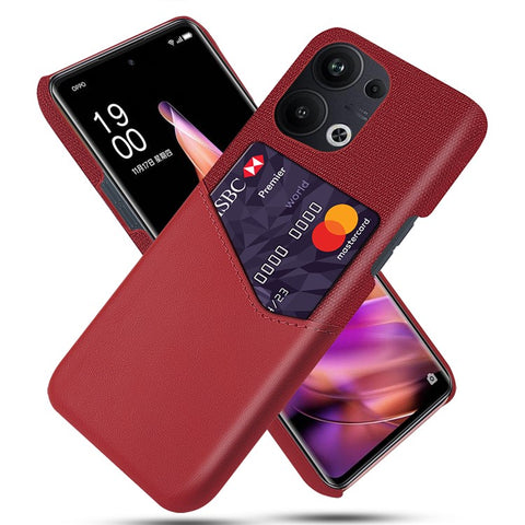 For Oppo Reno9 Pro+ 5G Cloth Texture Protective Mobile Phone Case with Card Slot PU Leather Coated Hard PC Back Cover