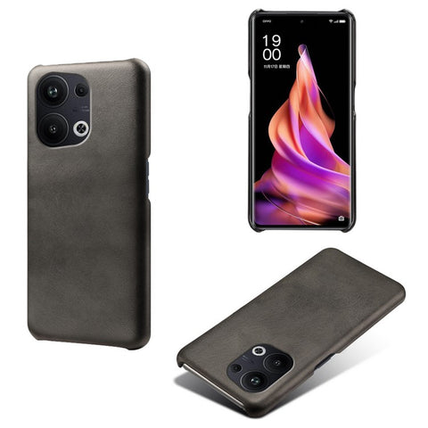 For Oppo Reno9 Pro+ 5G Anti-scratch Slim Calf Textured PU Leather Coated PC Protective Back Cover Shockproof Phone Case