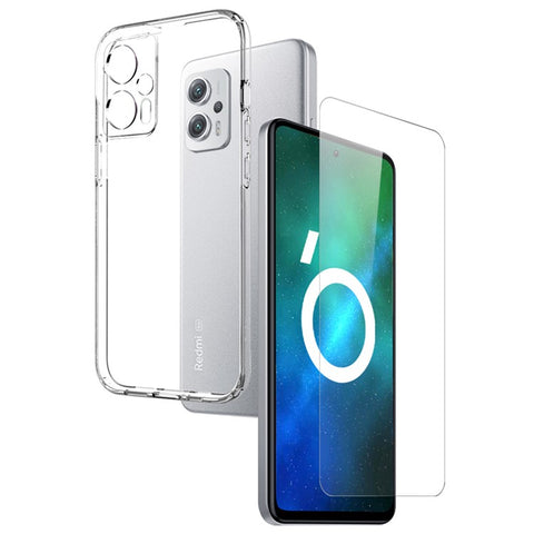 NORTHJO For Xiaomi Redmi Note 11T Pro 5G / Note 11T Pro+ 5G / Note 12T Pro 5G / Poco X4 GT 5G / Redmi K50i 5G 2-in-1 Anti-drop Soft TPU Phone Back Cover + Anti-scratch Tempered Glass Screen Protector