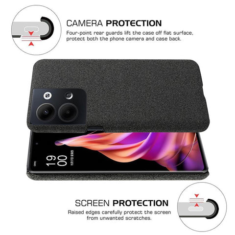 For Oppo Reno9 Pro+ 5G Shockproof Smartphone Case Solid Color Anti-scratch Hard PC+Cloth Phone Cover