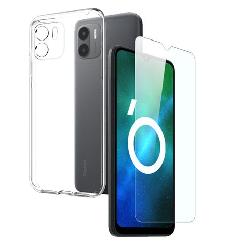 NORTHJO For Xiaomi Redmi A1 4G / A2 4G 2-in-1 Soft TPU Case Clear Phone Cover + Anti-explosion Tempered Glass Screen Protector