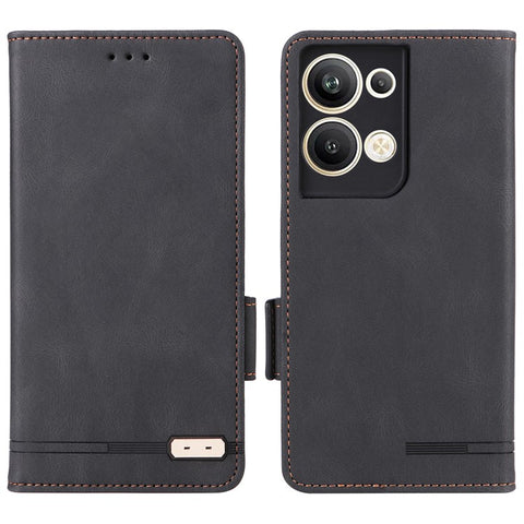 Bump Proof Phone Cover for Oppo Reno9 Pro+ 5G, Hardware Decor Dual Magnetic Clasp Wallet Stand PU Leather Phone Case