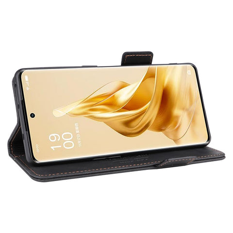 Bump Proof Phone Cover for Oppo Reno9 Pro+ 5G, Hardware Decor Dual Magnetic Clasp Wallet Stand PU Leather Phone Case