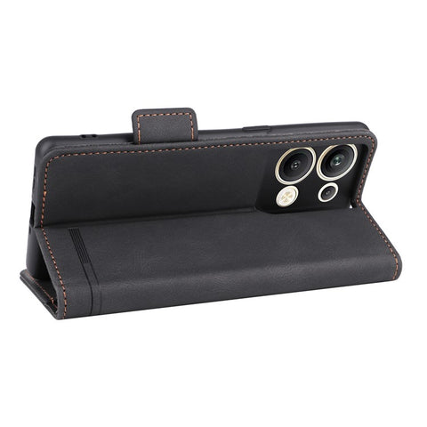 Bump Proof Phone Cover for Oppo Reno9 Pro+ 5G, Hardware Decor Dual Magnetic Clasp Wallet Stand PU Leather Phone Case