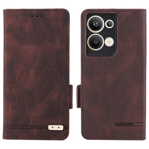 Bump Proof Phone Cover for Oppo Reno9 Pro+ 5G, Hardware Decor Dual Magnetic Clasp Wallet Stand PU Leather Phone Case
