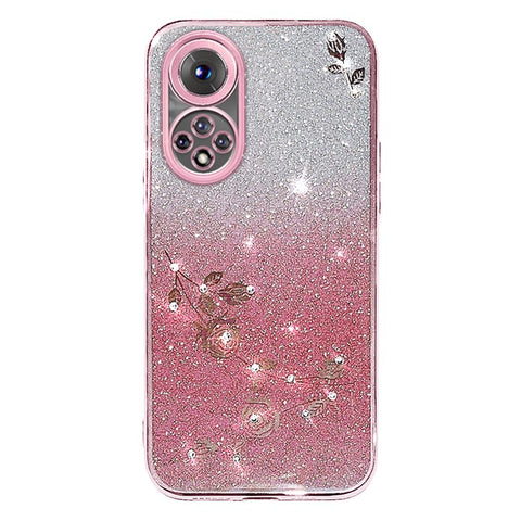 KADEM For Huawei nova 9 Anti-Scratch Rhinestone Design Phone Shell Case Flower Pattern Decor Glitter Powder Soft TPU Cell Phone Cover