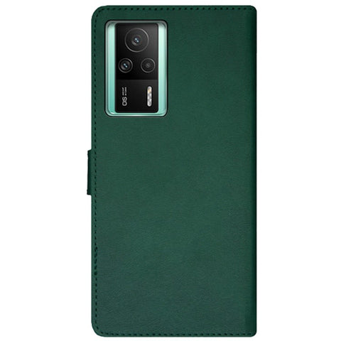 IDEWEI For Xiaomi Redmi K60E 5G Color Splicing PU Leather Magnetic Phone Case Card Holder Shockproof Phone Cover with Wrist Strap