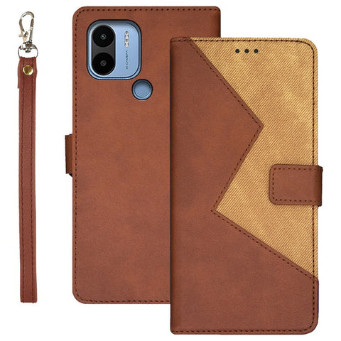 IDEWEI For Xiaomi Redmi A1+ 4G / A2+ 4G / Poco C50 4G Card Slots Color Splicing Fully Wrapped Leather Magnetic Phone Case with Wrist Strap