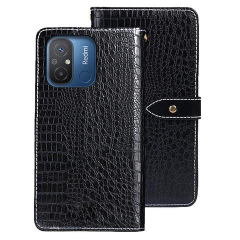 IDEWEI For Xiaomi Redmi 12C 4G Crocodile Texture PU Leather Phone Flip Wallet Case Viewing Stand Anti-scratch Magnetic Clasp Phone Cover