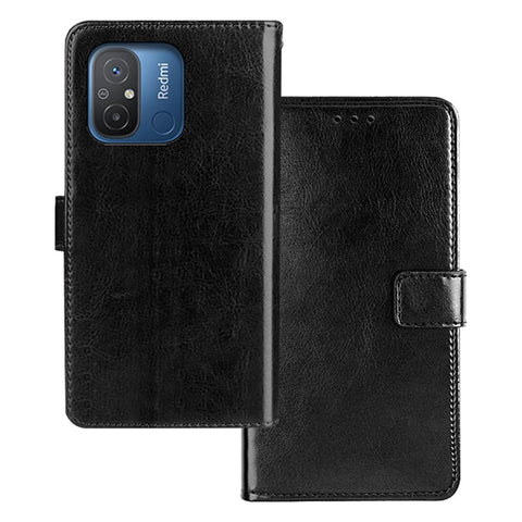 IDEWEI For Xiaomi Redmi 12C 4G Magnetic Closure Wallet Protective Phone Case Crazy Horse Texture Stand PU Leather Anti-scratch Flip Phone Cover