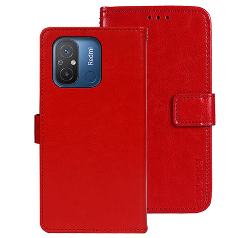 IDEWEI Flip Anti-drop Phone Cover For Xiaomi Redmi 12C 4G, Crazy Horse Texture PU Leather Flip Wallet Case with Stand