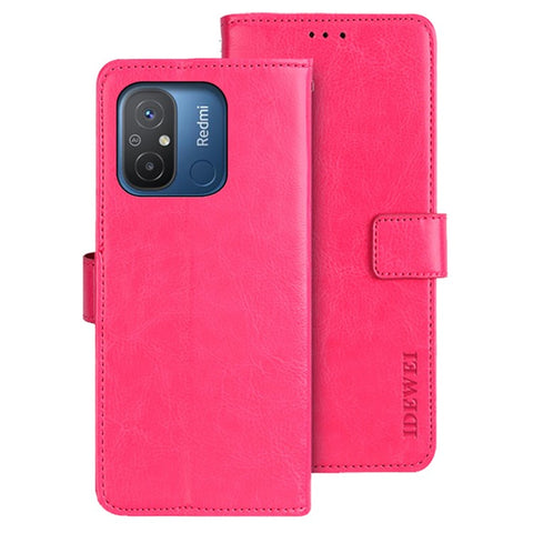 IDEWEI Flip Anti-drop Phone Cover For Xiaomi Redmi 12C 4G, Crazy Horse Texture PU Leather Flip Wallet Case with Stand