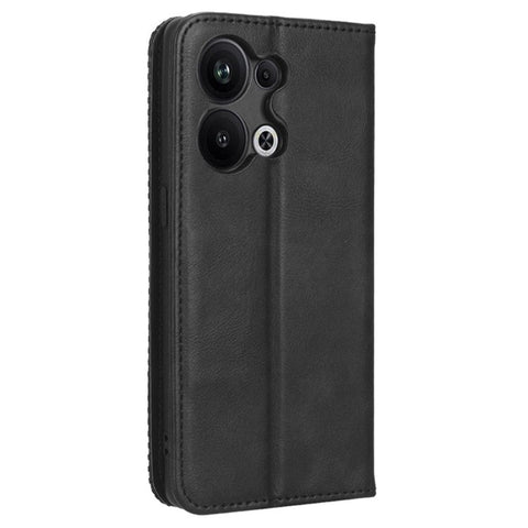 For Oppo Reno9 Pro+ 5G Magnetic Auto Closing Phone Case Viewing Stand Retro Texture Imprinted Pattern PU Leather Flip Wallet Phone Cover