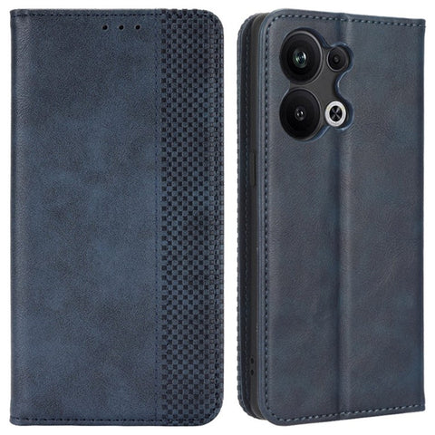 For Oppo Reno9 Pro+ 5G Magnetic Auto Closing Phone Case Viewing Stand Retro Texture Imprinted Pattern PU Leather Flip Wallet Phone Cover