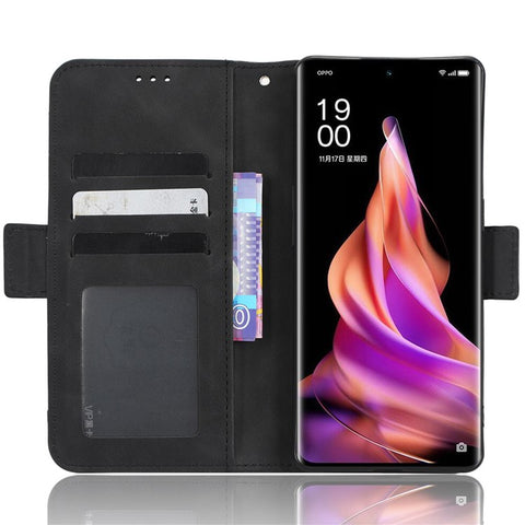 For Oppo Reno9 Pro+ 5G All-round Shockproof PU Leather Phone Case Multiple Card Slots Magnetic Flip Phone Cover Wallet Stand