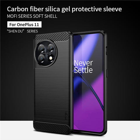 MOFI JK TPU Series-1 for OnePlus 11 5G Carbon Fiber Phone Case Drop Protection Brushed TPU Back Cover
