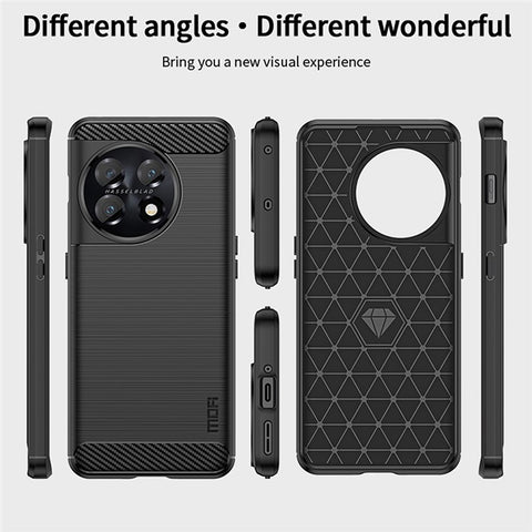 MOFI JK TPU Series-1 for OnePlus 11 5G Carbon Fiber Phone Case Drop Protection Brushed TPU Back Cover