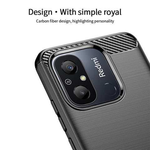 MOFI JK TPU Series-1 for Xiaomi Redmi 12C 4G Carbon Fiber Phone Case Shock-absorbing Brushed TPU Back Cover