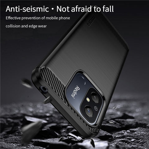 MOFI JK TPU Series-1 for Xiaomi Redmi 12C 4G Carbon Fiber Phone Case Shock-absorbing Brushed TPU Back Cover