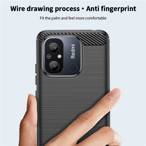 MOFI JK TPU Series-1 for Xiaomi Redmi 12C 4G Carbon Fiber Phone Case Shock-absorbing Brushed TPU Back Cover