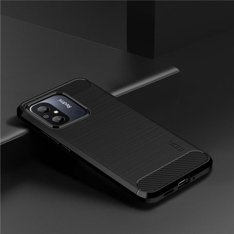 MOFI JK TPU Series-1 for Xiaomi Redmi 12C 4G Carbon Fiber Phone Case Shock-absorbing Brushed TPU Back Cover