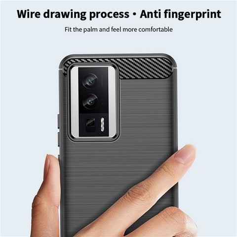 MOFI JK TPU Series-1 for Xiaomi Poco F5 Pro 5G / Redmi K60 Pro 5G / K60 5G Carbon Fiber Phone Case Anti-scratch Brushed TPU Back Cover
