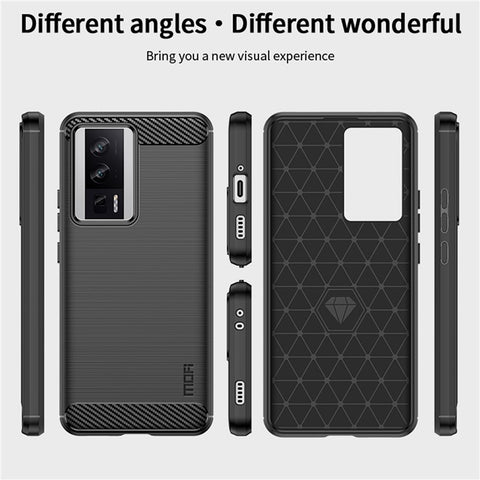 MOFI JK TPU Series-1 for Xiaomi Poco F5 Pro 5G / Redmi K60 Pro 5G / K60 5G Carbon Fiber Phone Case Anti-scratch Brushed TPU Back Cover