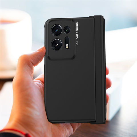 Hard PC Phone Case for Oppo Find N2 5G, Pen Slot Magnetic Hinge Cover with Tempered Glass Screen Film
